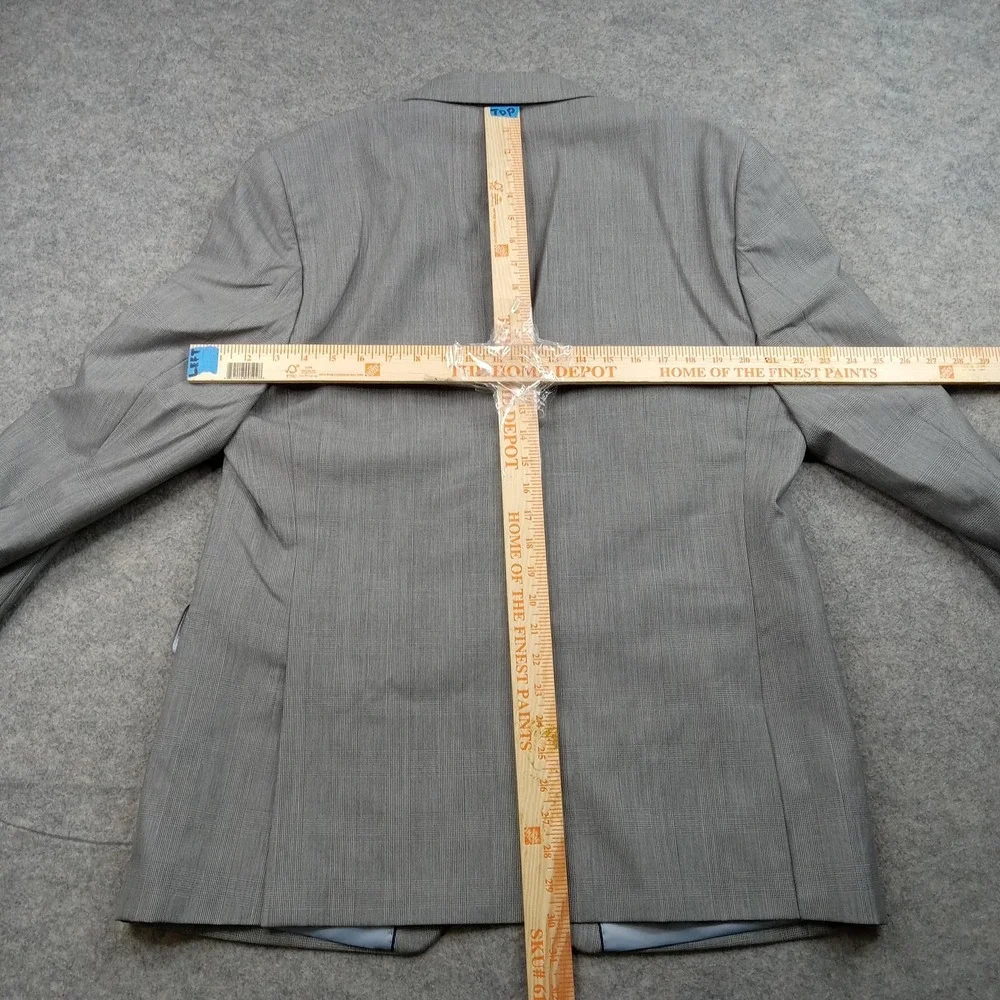 Banana Republic Blazer Mens 44R Gray‎ Plaid Wool Tailored 2 Button Suit Jacket